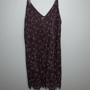 Purple floral lace shift dress